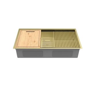 Кухонная мойка Lemark Tabaga 820 9938134 в комплекте с разделочной доской ролл-матом и коландером светлое золото